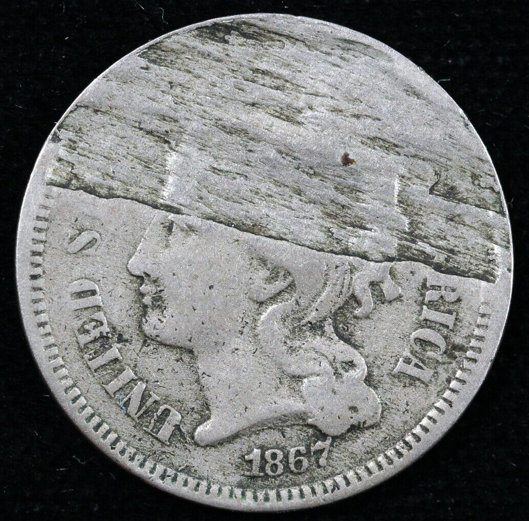 1867 3cn Three Cent Nickel *laminated Planchet*