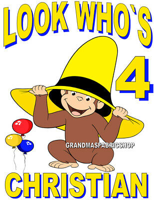 New Personalized Custom Curious George Birthday T Shirt Add Name & Age