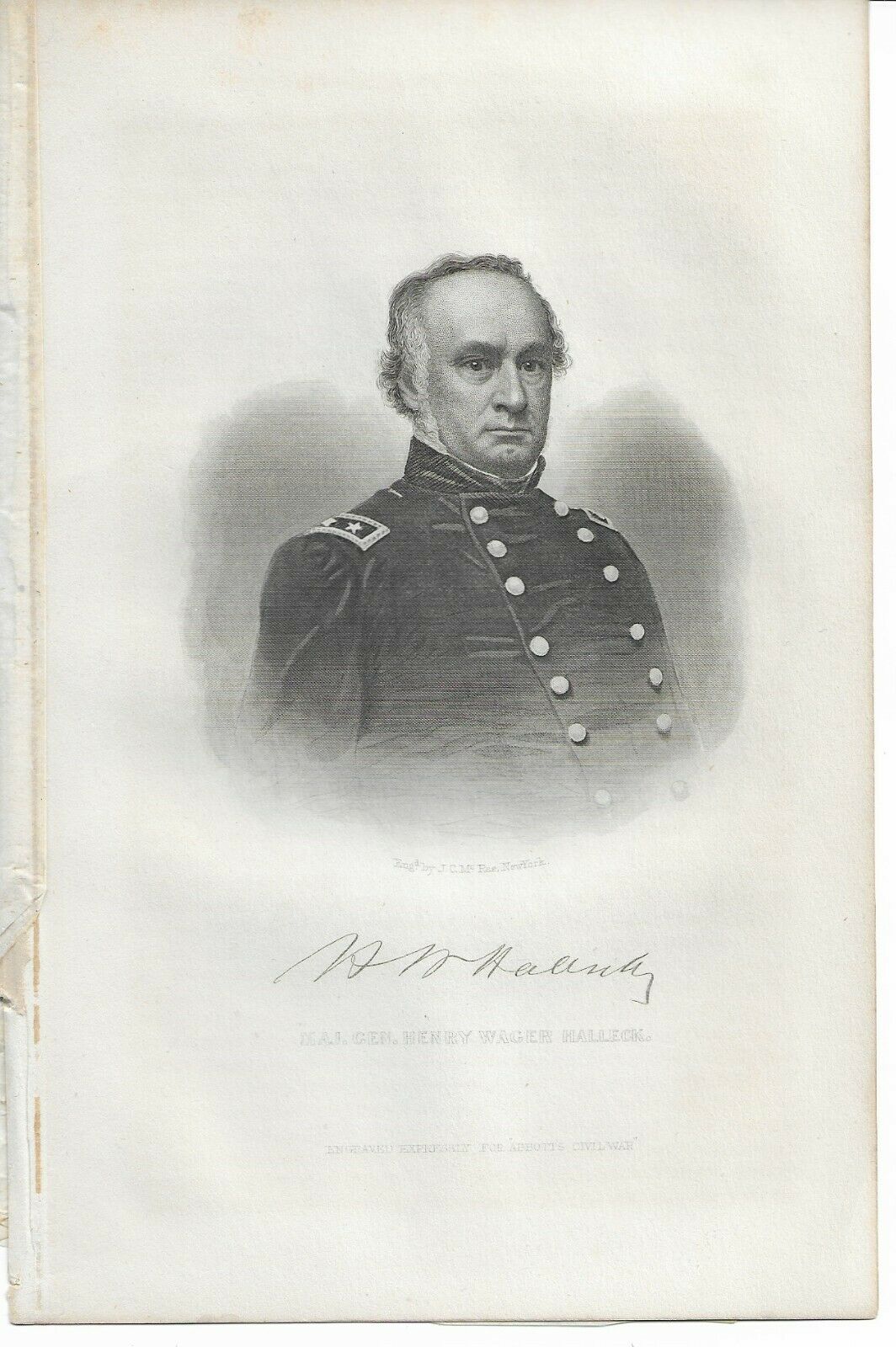 Civil War Engraving General Henry Halleck, General In Chief, Corinth, Old Brains