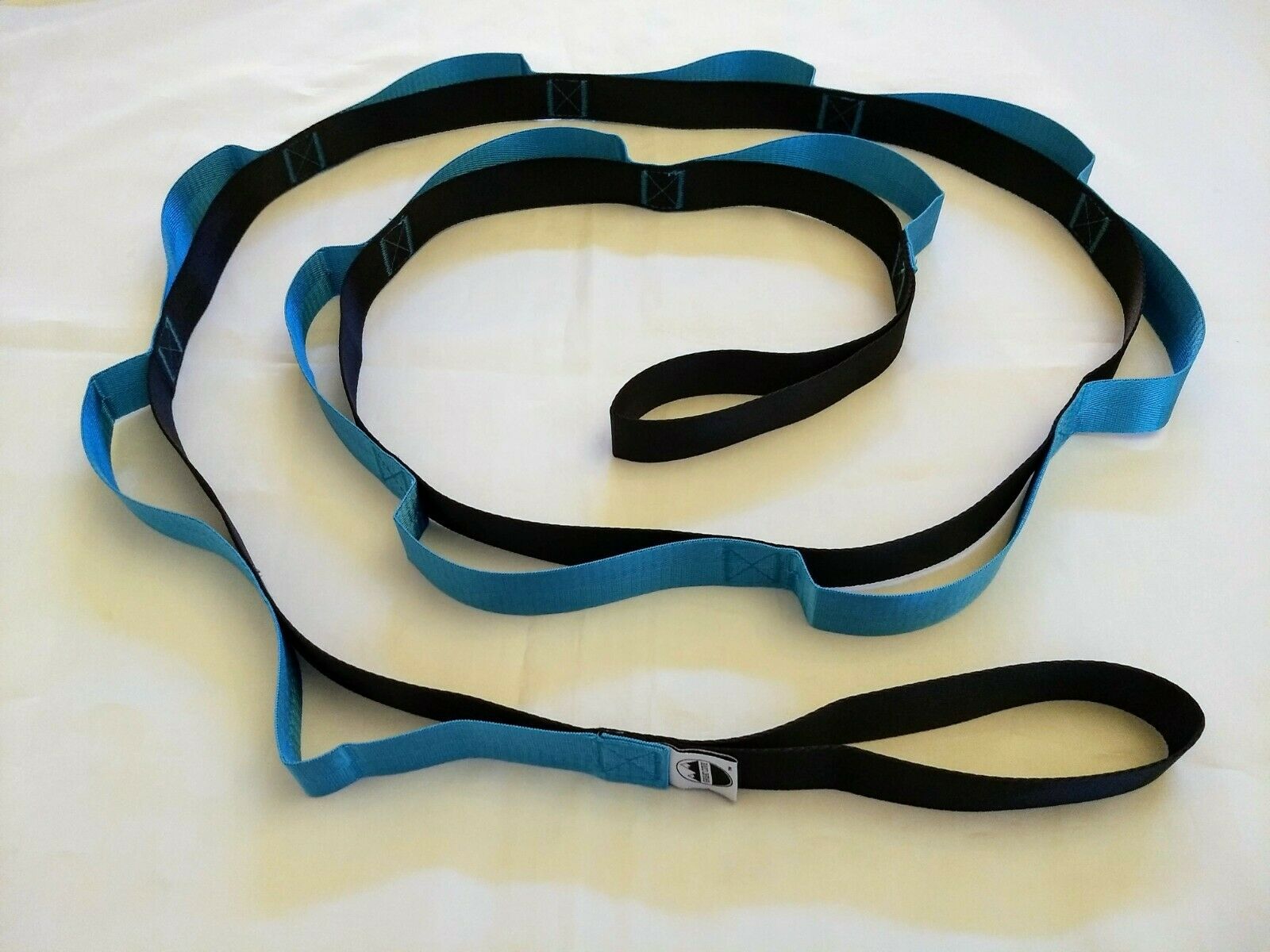 Great Cove 8 Ft Stretching Strap For Yoga & Physical Therapy 14 Loops Teal/black