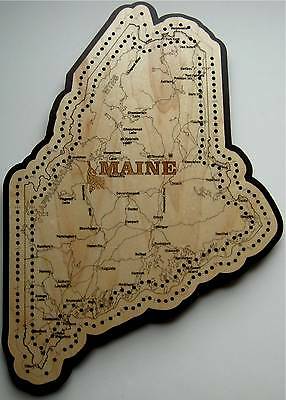 Maine State Shape Road Map Cribbage Board