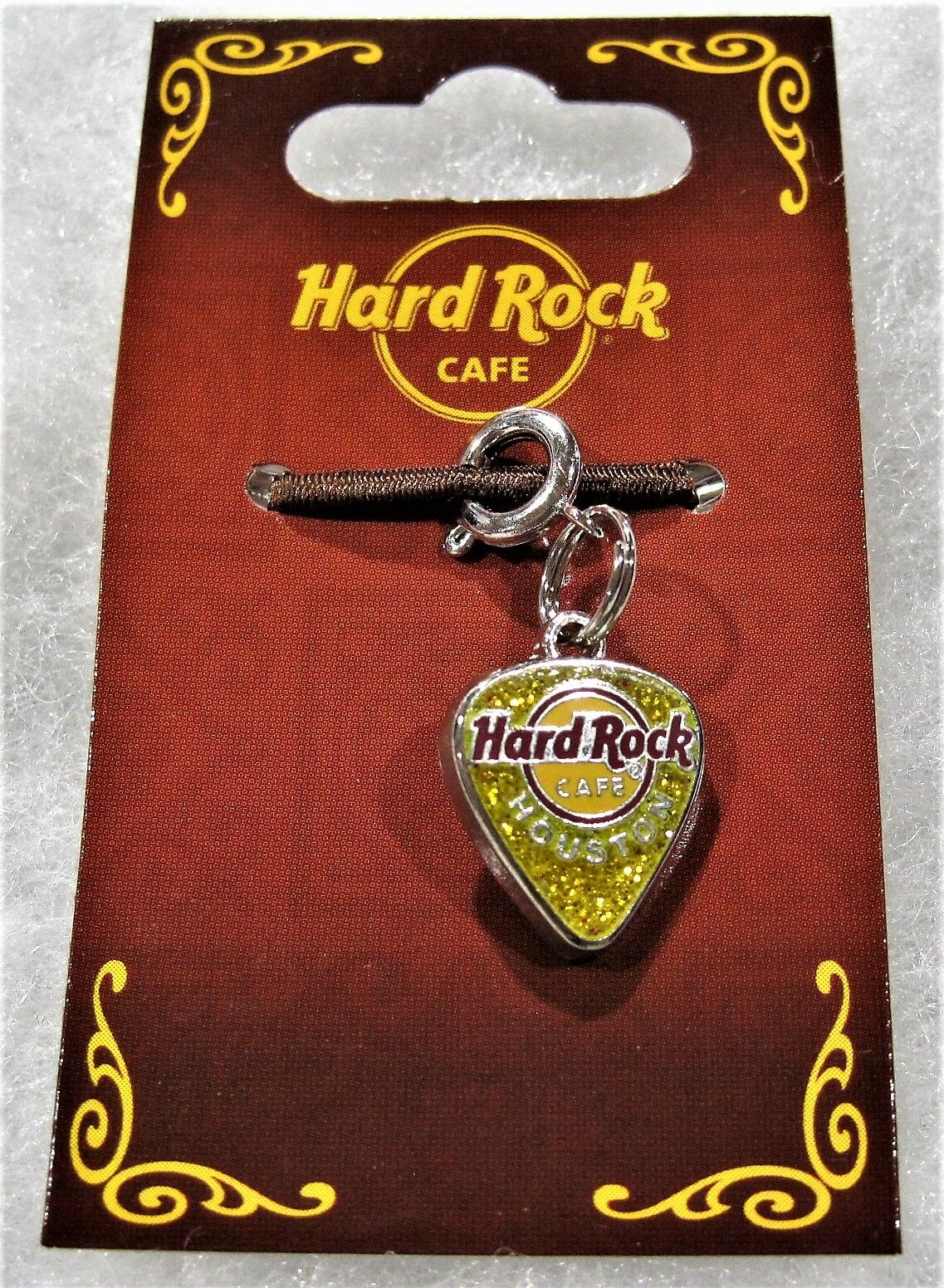 Hard Rock Cafe Houston Yellow Guitar Pick Charm