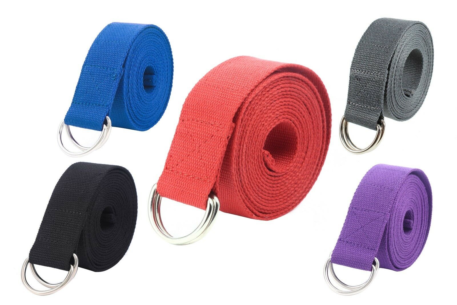 Gelante Fitness Exercise Yoga Strap - Durable Cotton 10 Feet Long Metal D-ring
