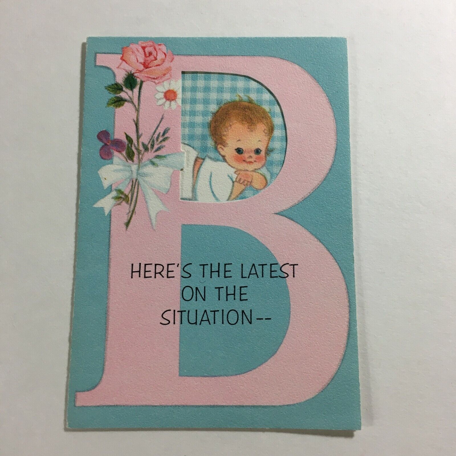 Vintage 1966 Greeting Card Baby "brand New "  Great Art! Collectible B2