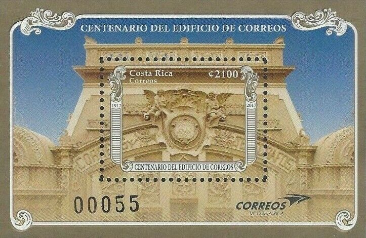 Costa Rica Centenary Of The Central Post Office Building Mnh 2017