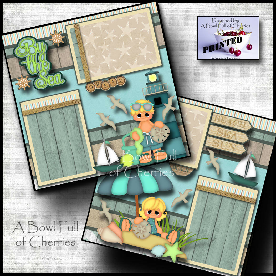 By The Sea 2 Premade Scrapbook Pages Paper Printed Vacation Beach By Cherry
