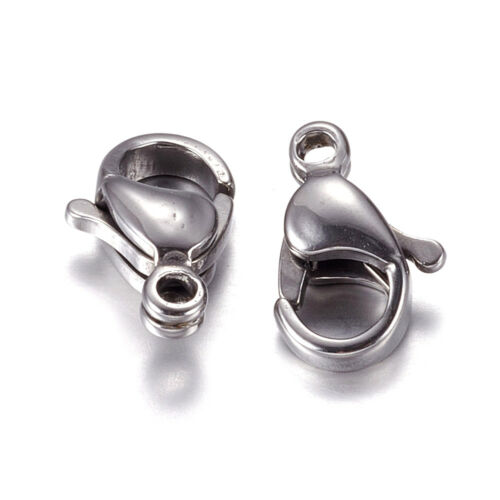 100pcs 304 Stainless Steel Lobster Claw Clasps Smooth Trigger Closure Findings