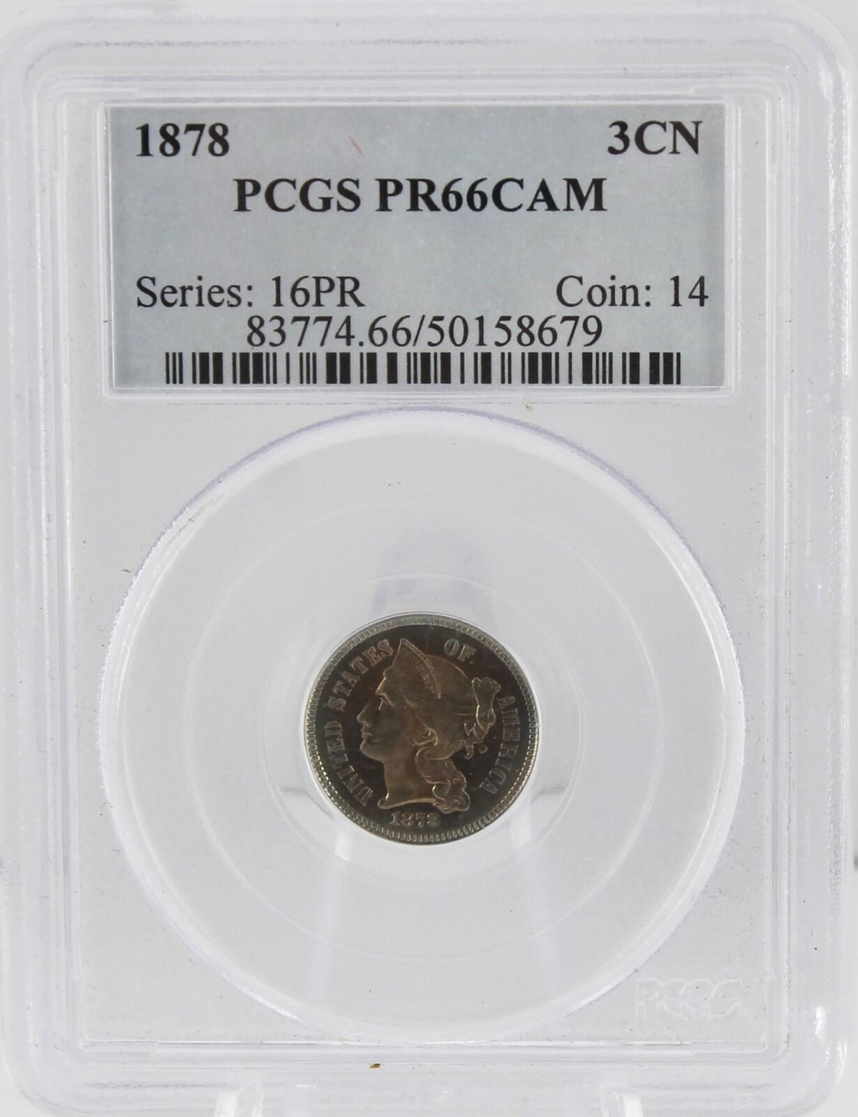 Proof Us 1878 3 Three Cent Nickel Trime Pcgs Pf66cam 3cn Coin C Cameo Graded