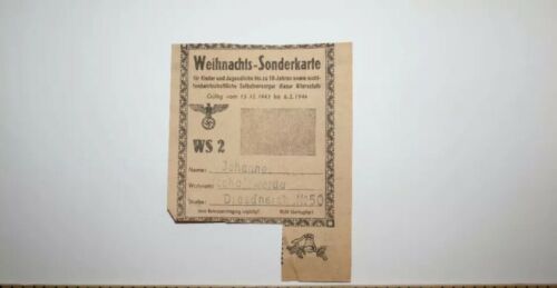 Very Rare German Third Reich Ration Card With Food Coupons Second World War Wwii