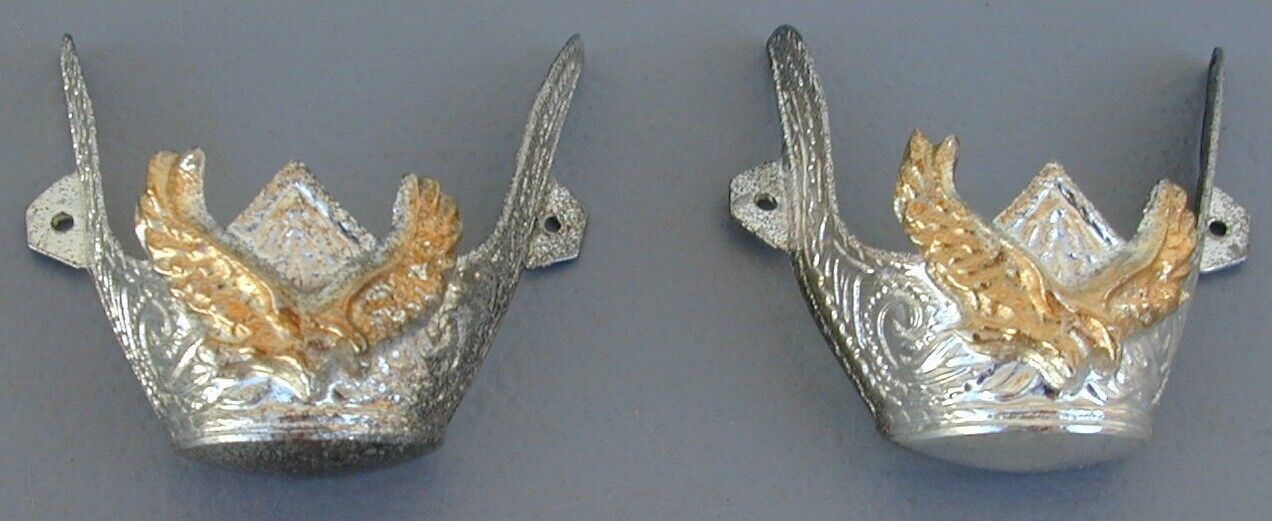 Old Original Pair Of Eagle Silver And Gold Tone Cowboy Boot Tips Very Rare