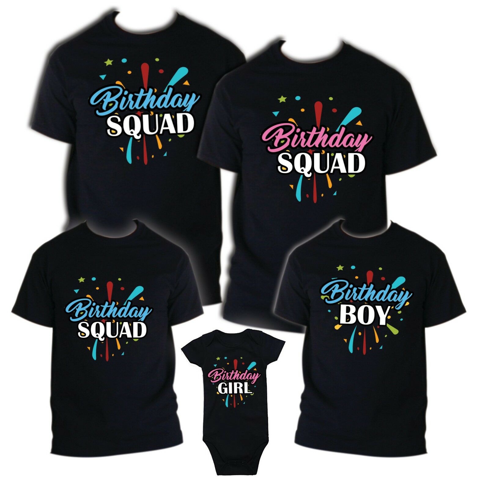 Birthday Squad Matching T-shirts Party Family Kid Reunion Goals Girl Boyfriends