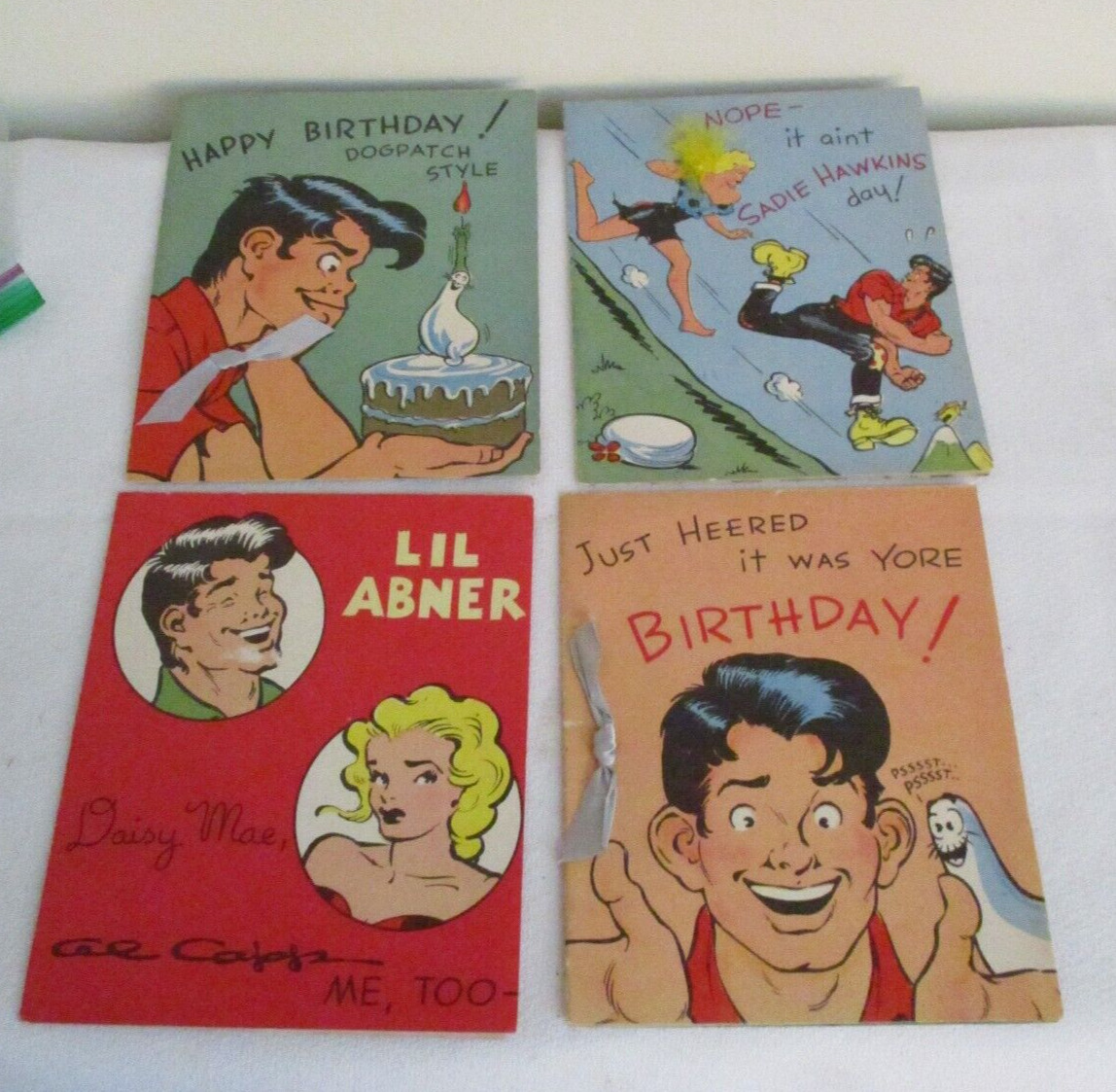 Vintage Vira Creation 1950 Li'l Abner Birthday Greeting Cards