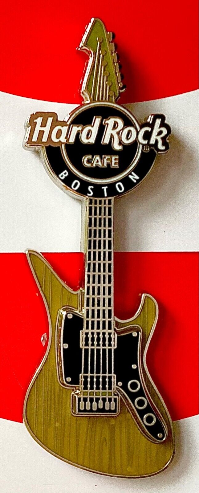 2018 Hard Rock Cafe Boston 3d Retro Woodgrain Guitar Magnet
