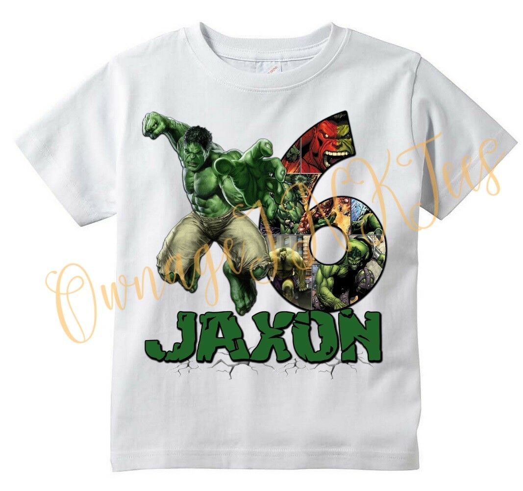 Incredible Hulk Number Custom T-shirt Personalize Birthday Gift Add Name/age,