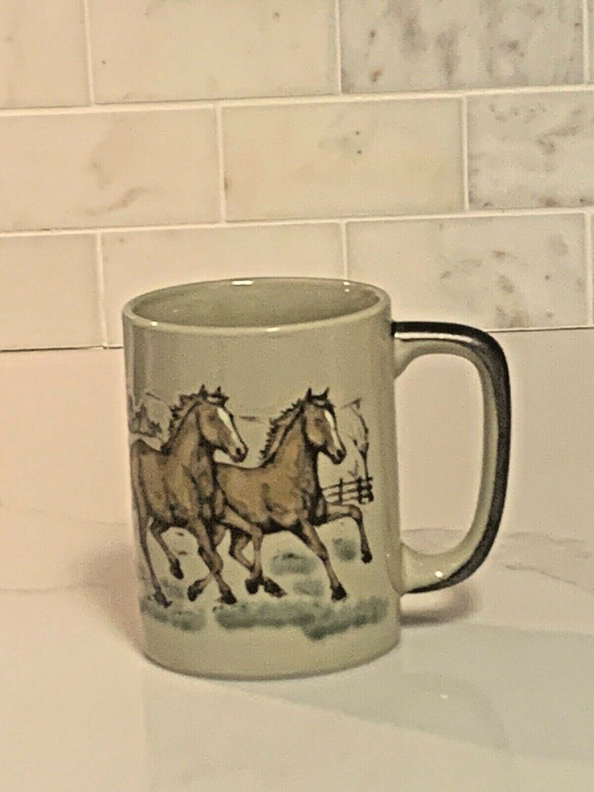 Otagiri Japan 2 Running Horses Coffee Mug Cup With Label