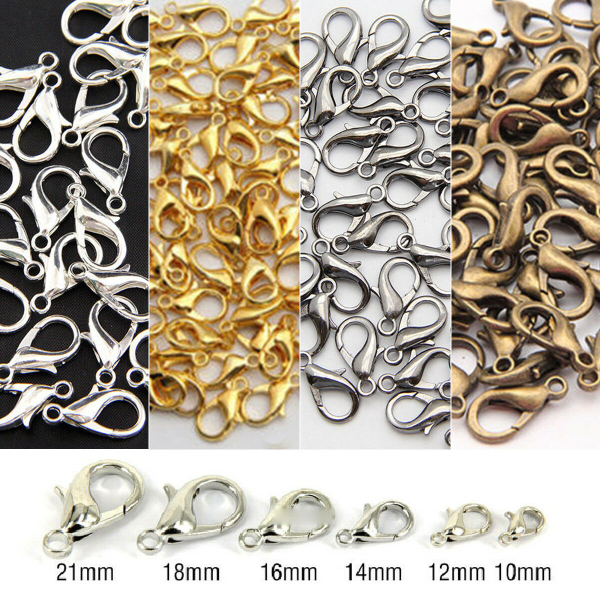 100pcs 10~16mm Lobster Claws Clasp Practical For Necklace Bracelets Jewelry New