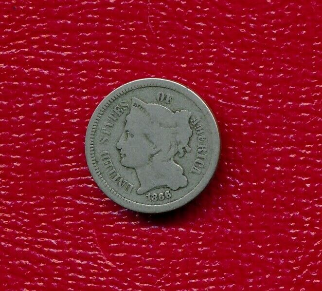 1866 Three Cent Nickel **nicely Circulated** Free Shipping!!