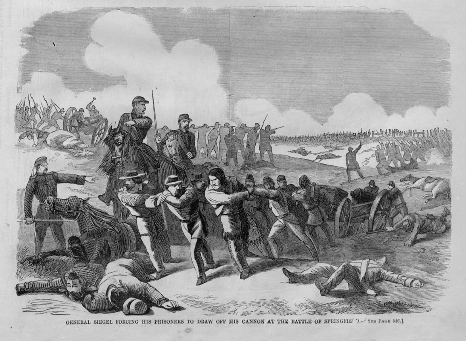 Civil War History General Siegel Battle Of Springfield Prisoners Pull Cannon