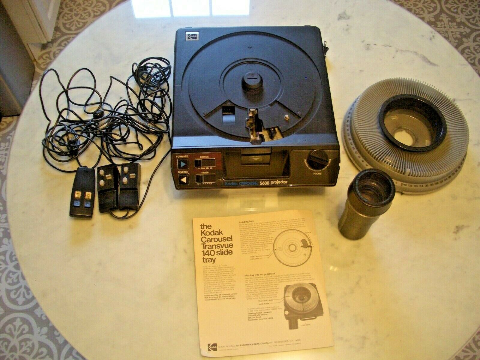 Kodak 5600 Slide Projector Bundle, Lens, Carousel, Remotes, Case