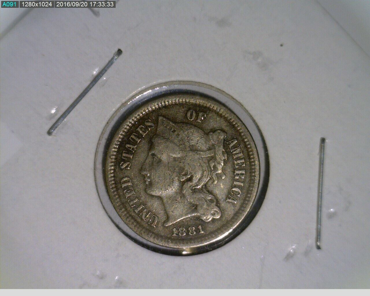 1881 Three Cent Nickel 3c ( 46-181 M8 )