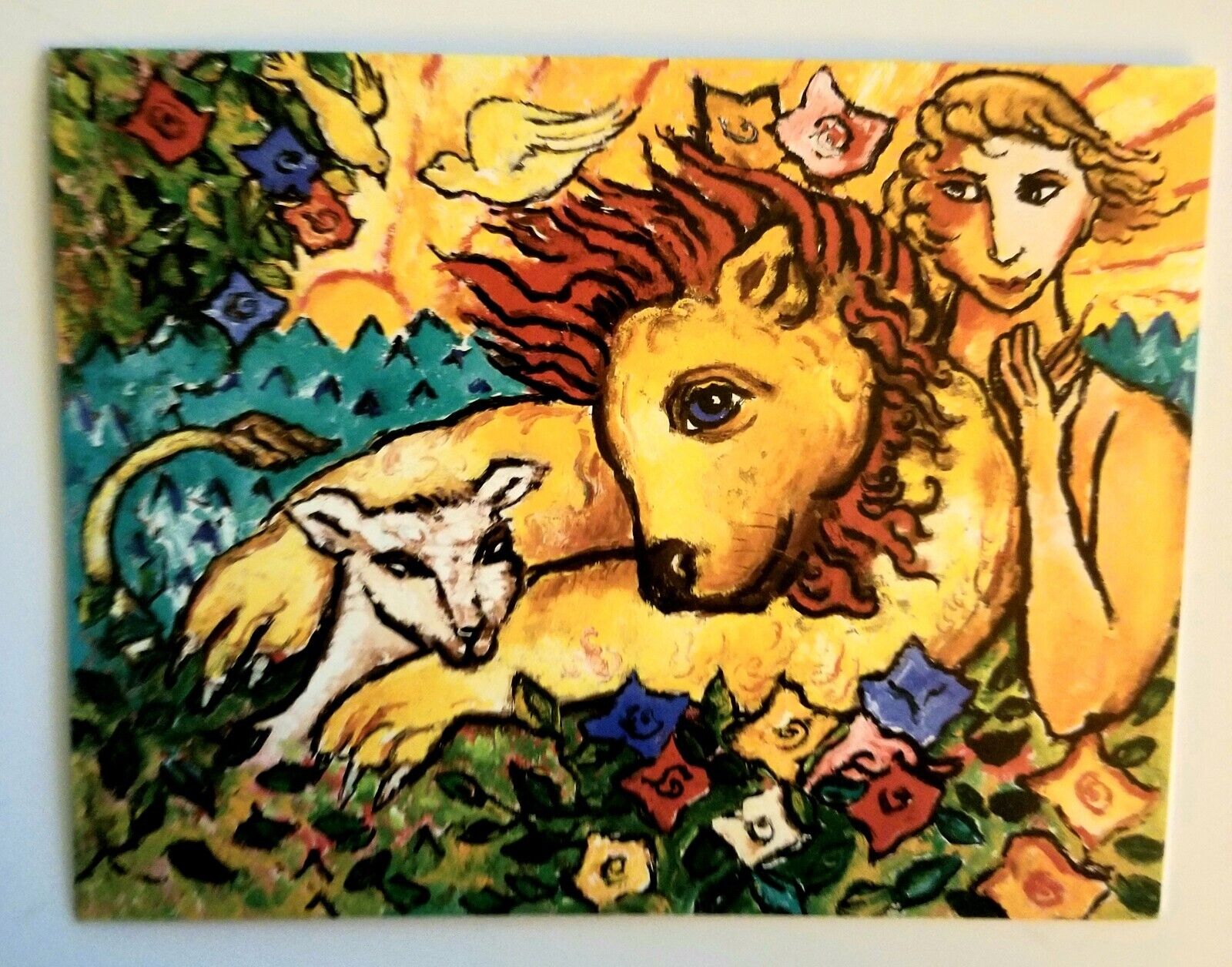 Lion Note Card.  Colorful.  Unused