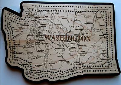 Washington State Shape Road Map Cribbage Board