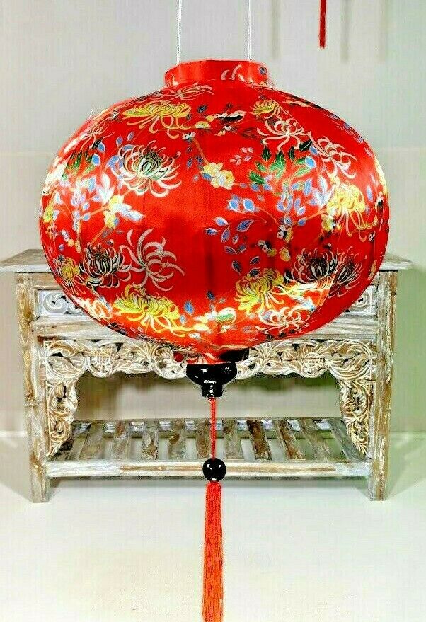 Red Hanging Lanterns, Traditional Asian Lanterns, Hoi Ann Silk Garden Lanterns