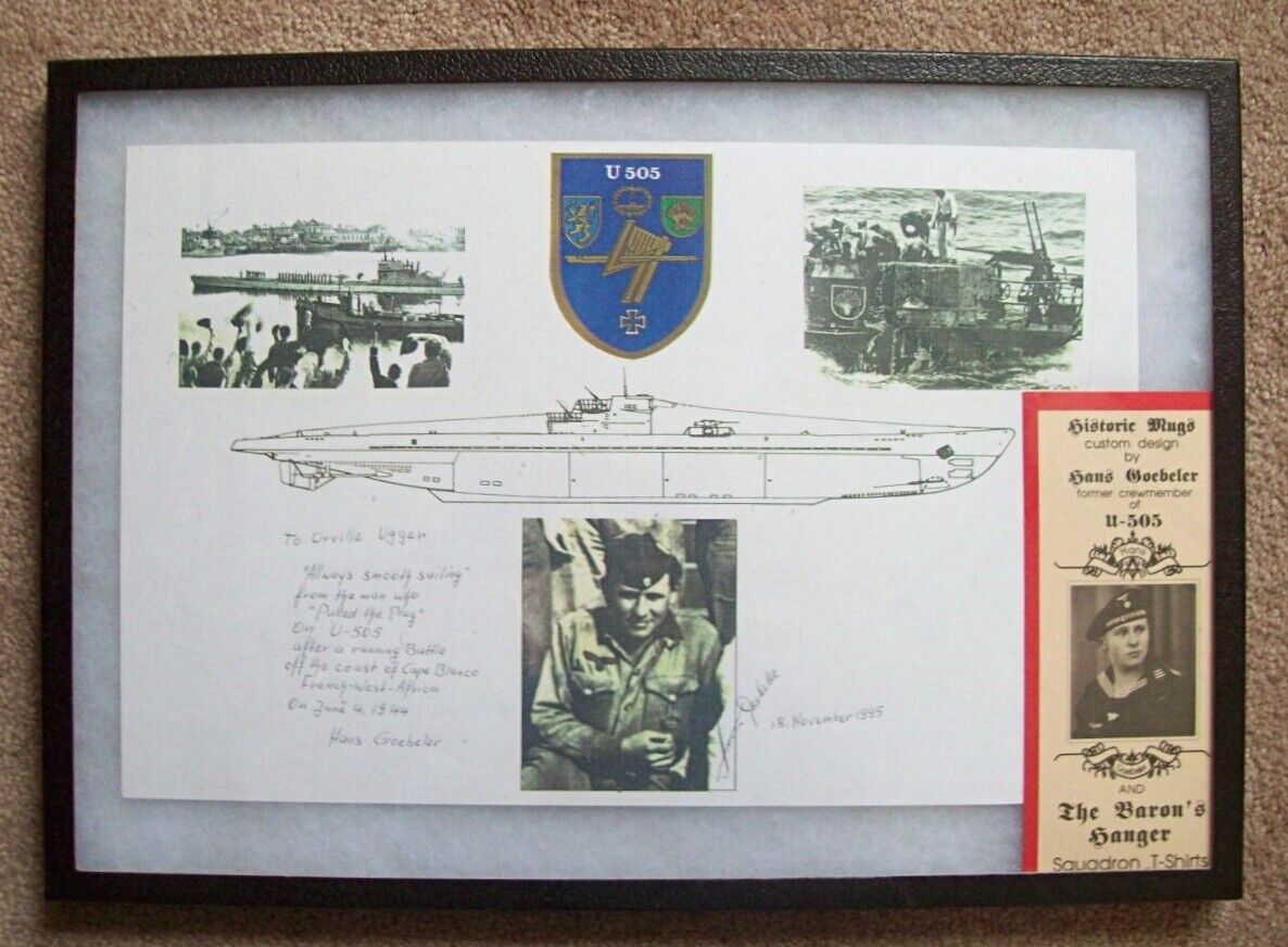 Rare Ww2 German Navy U-boat Submarine Print Crewmember Original Signed Wwii