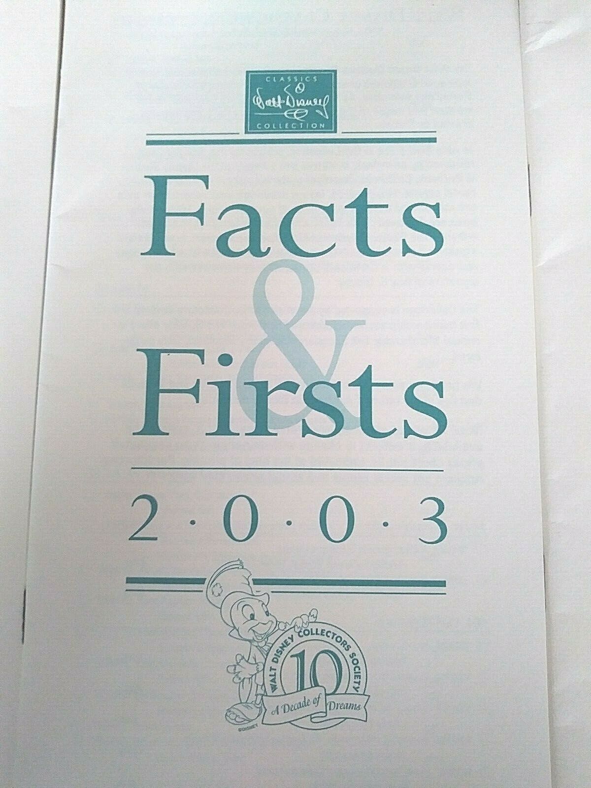 Facts & Firsts Wdcc Disney Price Guide (1) W/suggested Retail Prices, 1999-2003