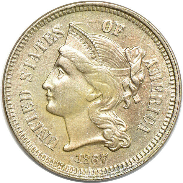 1867 Three Cent Nickel, Mint State, 3cn C00056282