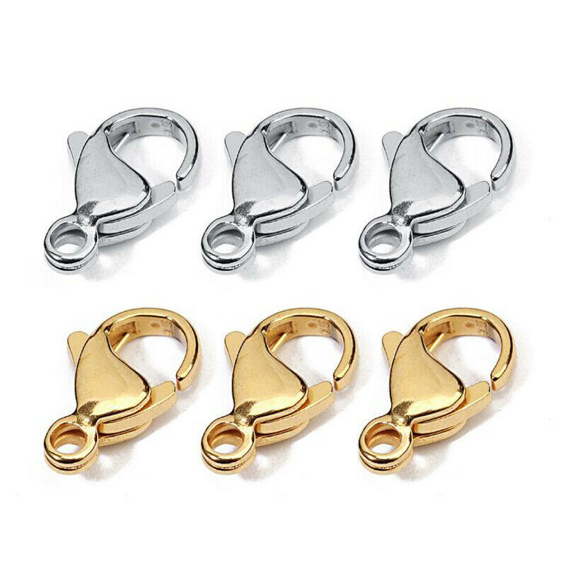 Hot Selling 100pcs/lot 316l Stainless Steel Lobster Clasps 18k Gold Plated