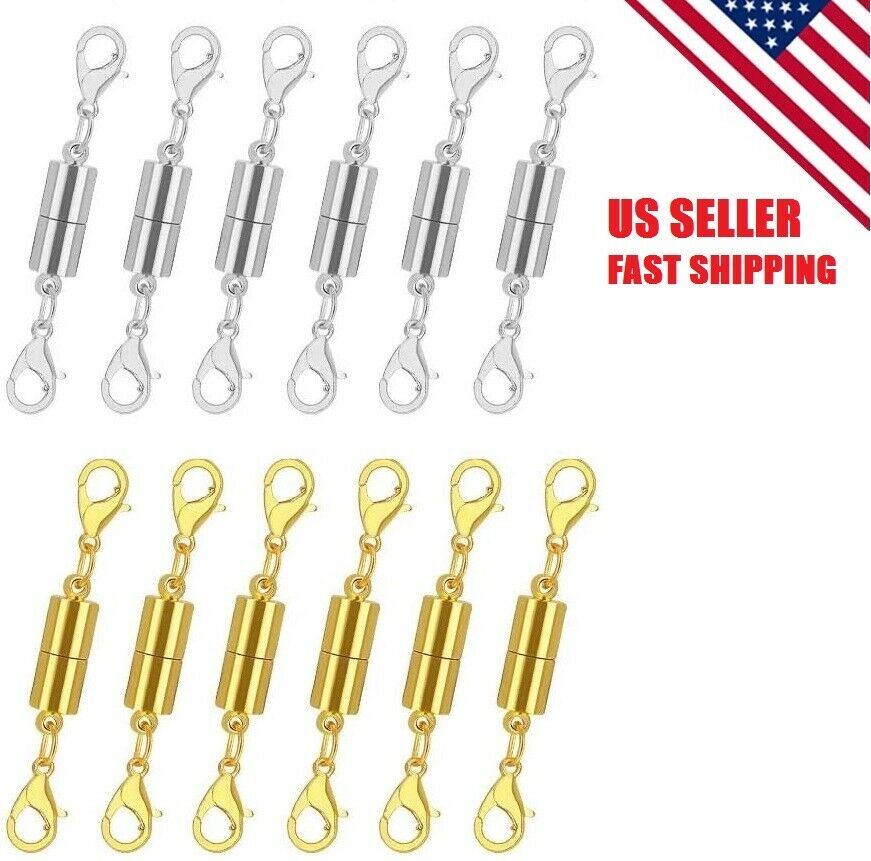 12 Pk Lobster Clasps Gold Silver Strong Magnetic Swivel Snap Hook Claw Metal