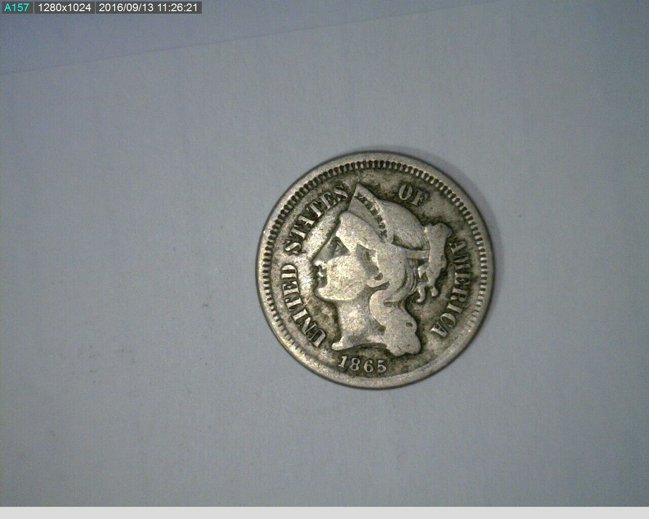 1865 Three Cent Nickel Civil War Coin  ( 79-179 9m1 )