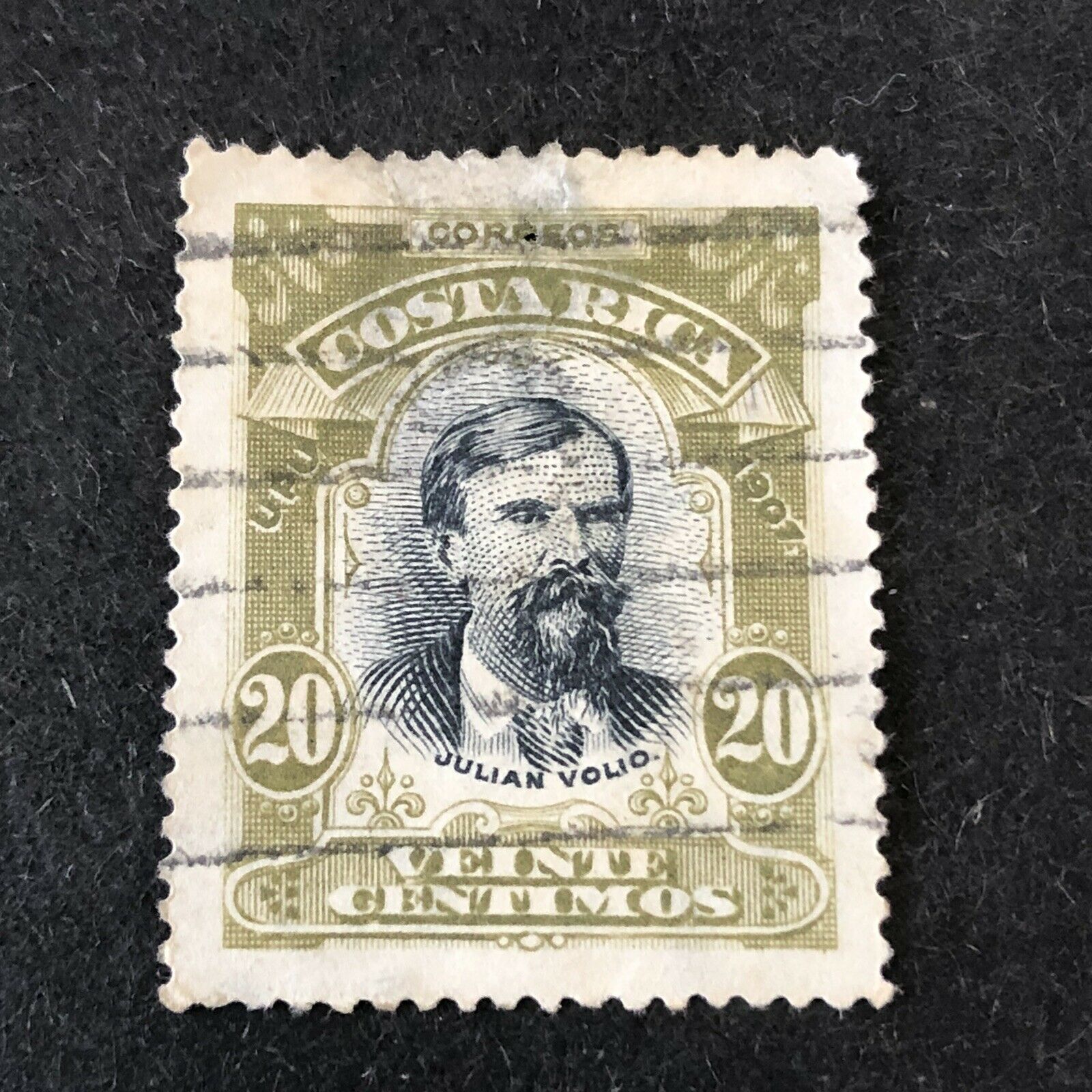 Costa Rica, Scott # 64a, 20c Value 1907 Historical Figure  Perf. 14 Used