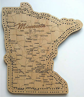 Minnesota State Shape Road Map Cribbage Board
