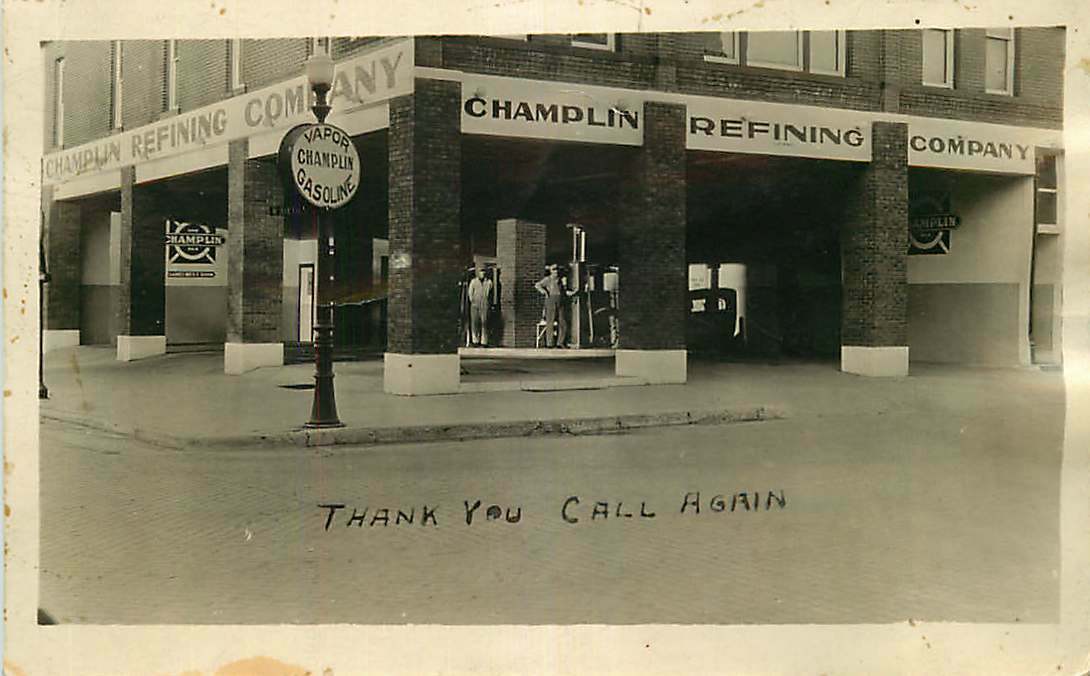 Real Photo Postcard Champlin Refining Co. Gas Station - Circa 1930 - Where??