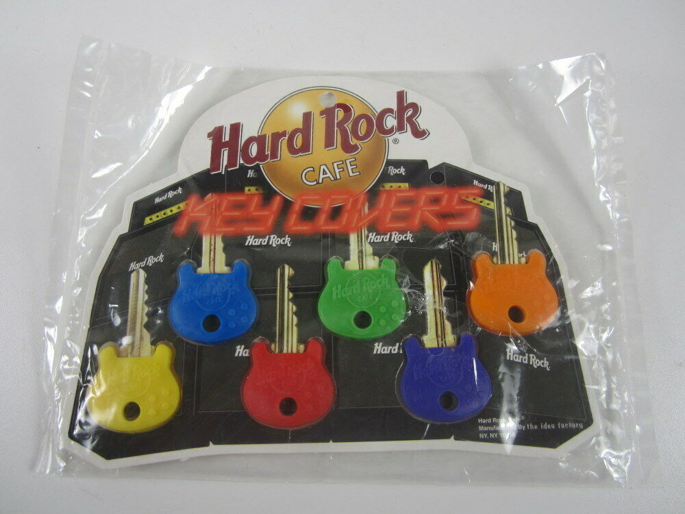 Hard Rock Cafe Set Of 6 Silicone Key Covers Assorted Colors Guitar Logo New