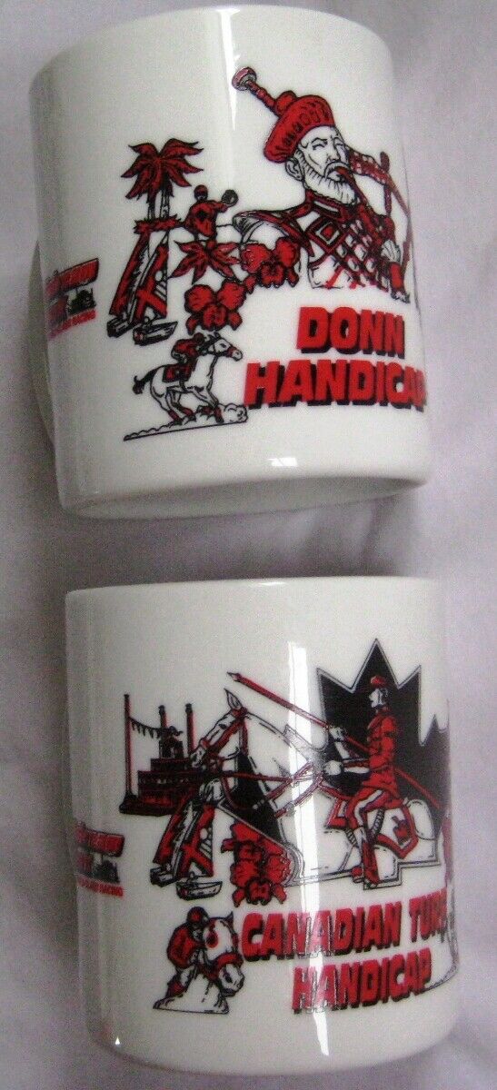 Donn Handicap & Canadian Turf Vntage Collectible Ceramic Mugs Horse Racing Track