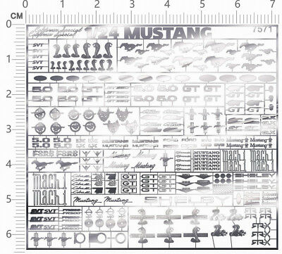 Chrome(metal) Decals 1/24 Mustang(silver) For Model Kits 7571d