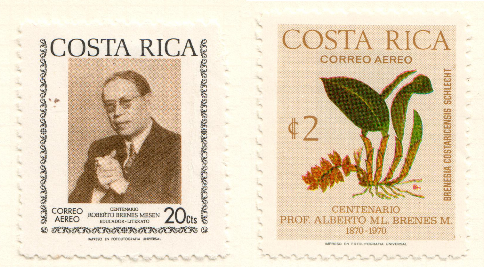 Costa Rica - 1974 Airmail - The 100th Anniversary Of The Birth Of Roberto Brenes