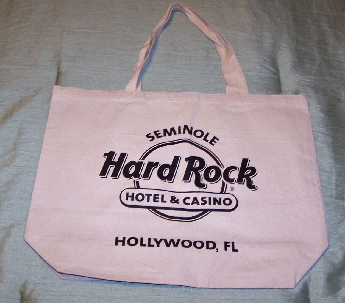 Hard Rock Hotel & Casino Hollywood Fl Large Canvas Tote Travel Shopping Bag