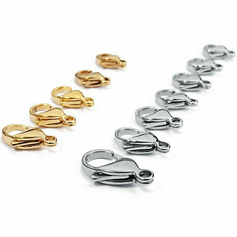 50pcs/lot 18k Gold Plated Stainless Steel Lobster Clasp Hook Claw Clasp Findings