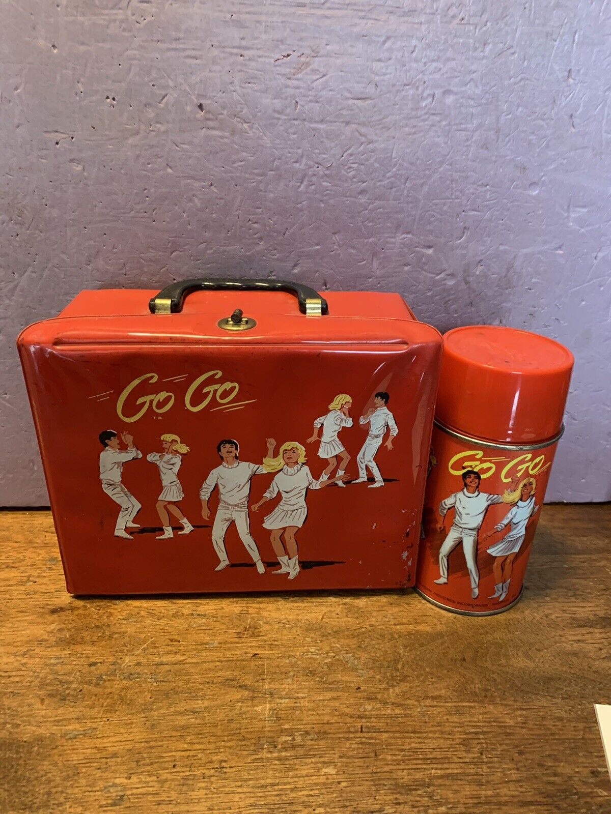 Vintage  Go Go Vinyl Lunchbox W/ Thermos!