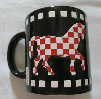 Glazed Gear Waechtersbach-ceramic Mug-checkered Horse Each Side-r Or L Handed