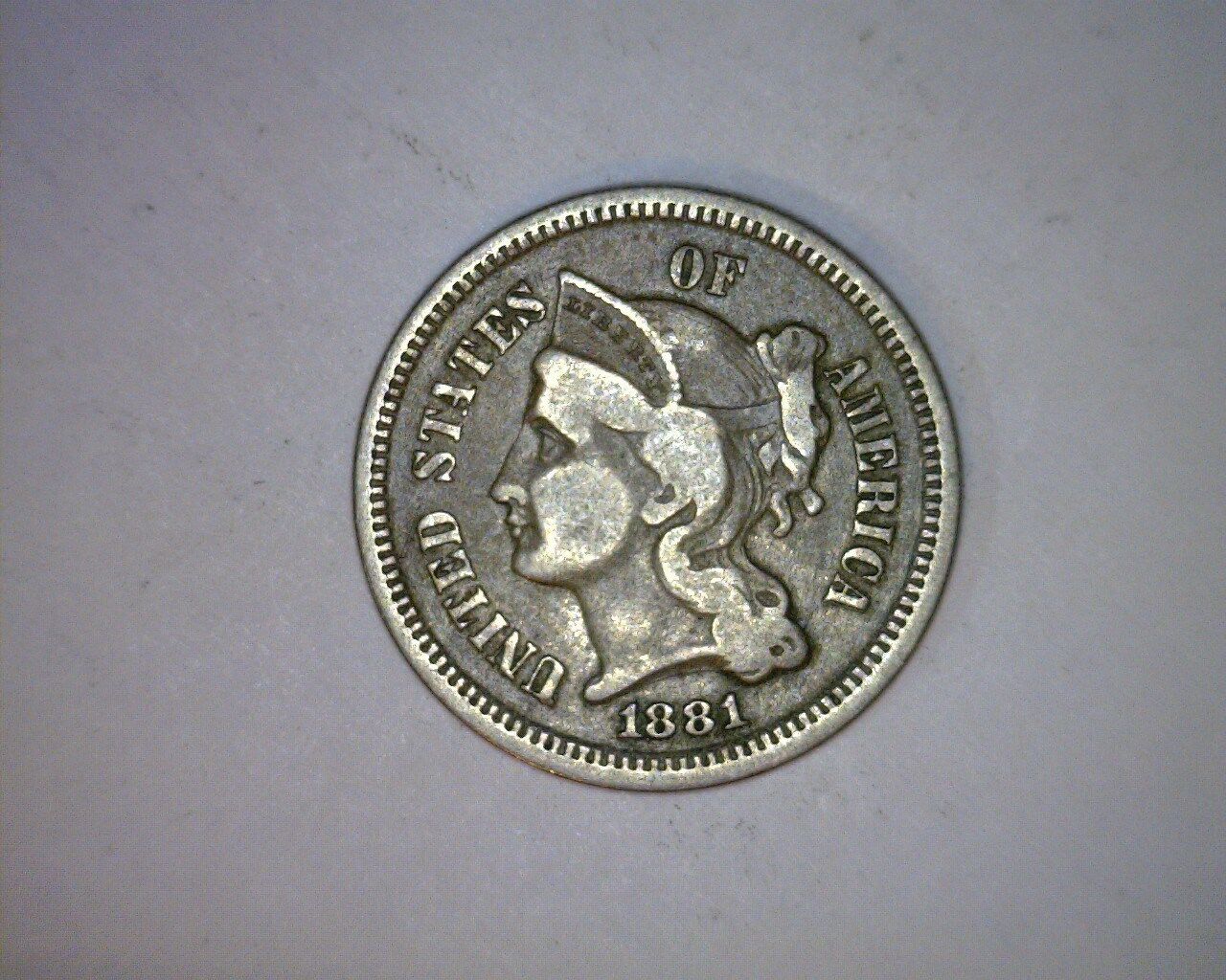 1881 Three Cent Nickel 2c ( # 10s72 )
