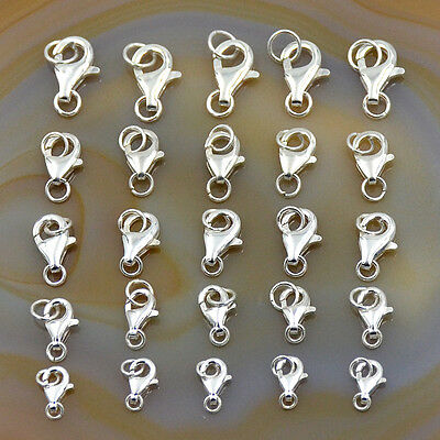 10 Sets Sterling Silver 925 Lobster Claws Clasp 8mm 9mm 10mm 11mm 13mm