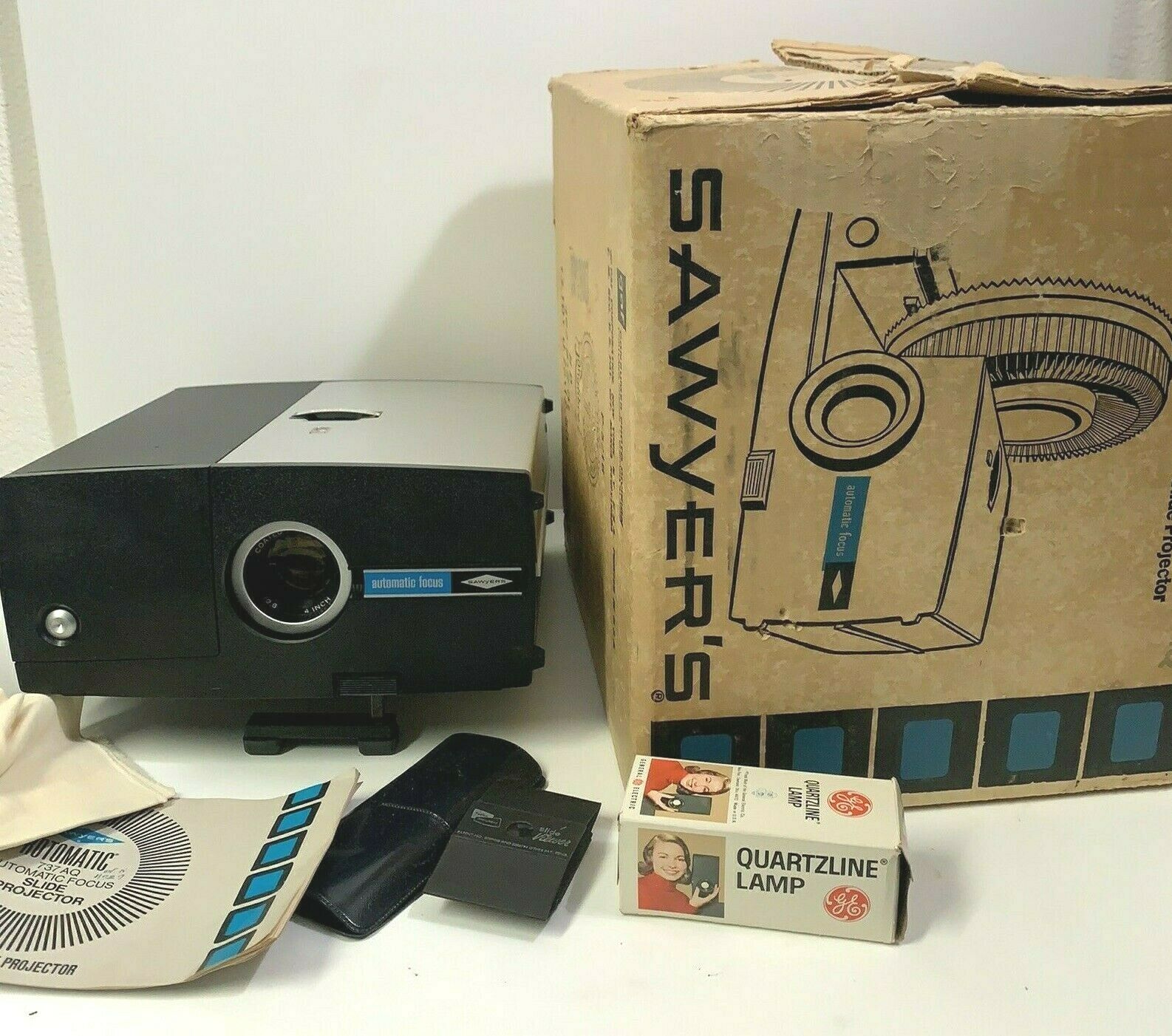 Vintage Sawyers Rotomatic 737aq Projector W/ Original Box Tested Working