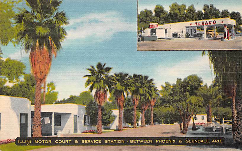Phoenix - Glendale, Az, Illini Texaco Gas Station & Motel, Linen Adv Pc C 1950's