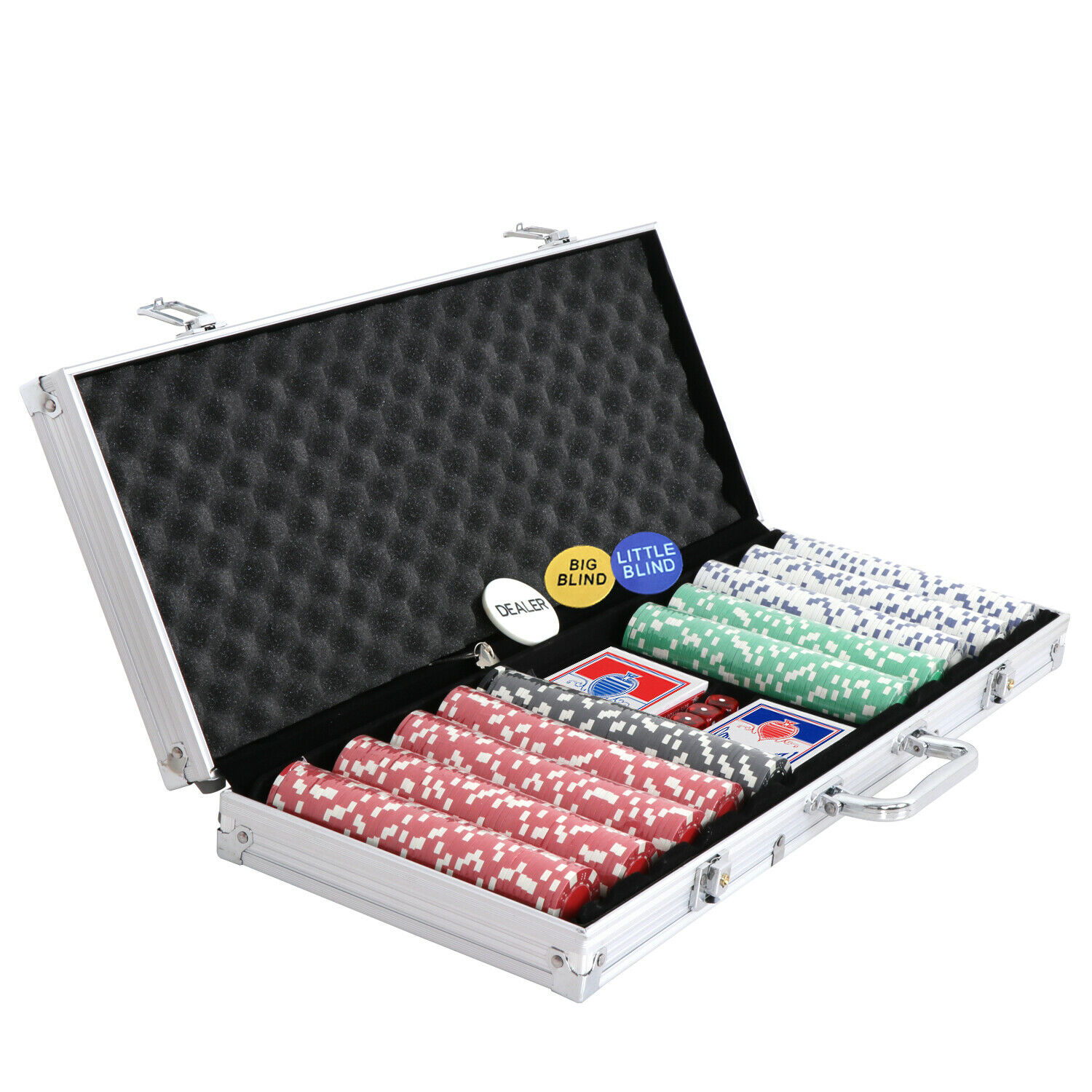500 Chips Poker Chip Set 11.5 Gram Holdem Cards Game With Case & Dices At Home