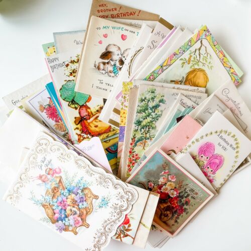 Lot 150+ Unused Vintage Greeting Cards 1940-1980’s Birthday Baby Anniv Get Well